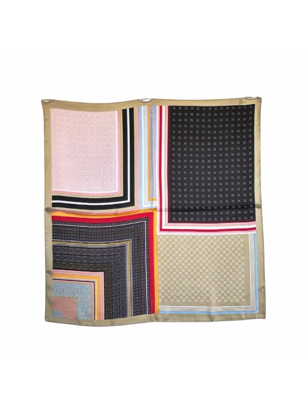 ✨Luxurious Silky Square Scarf Bandana Black Cream Multi-Color Abstract Geometric